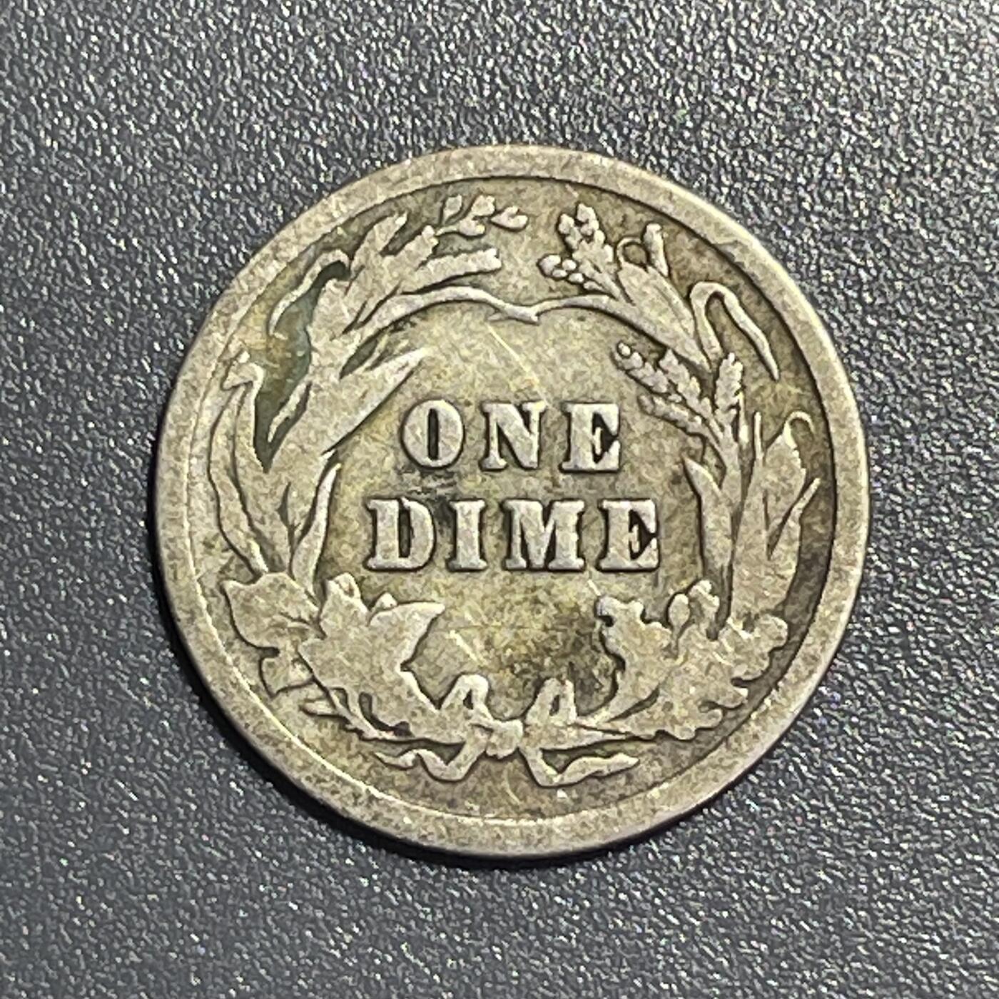 回流0801 美国1908年巴伯10分（1角）银币