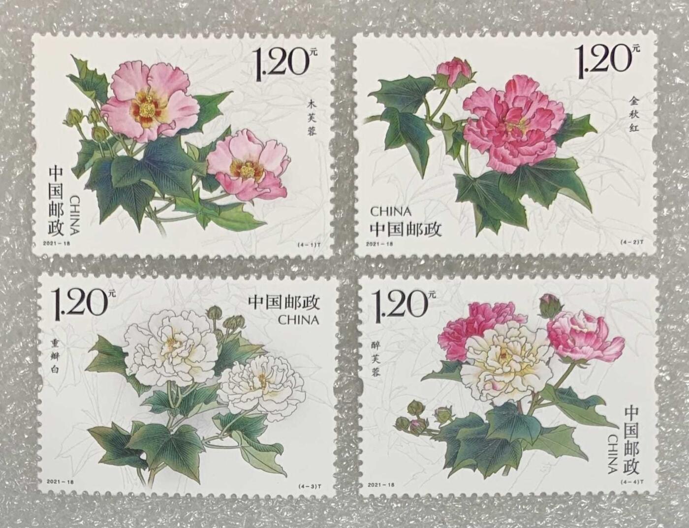 “木芙蓉”邮票1套4枚。
