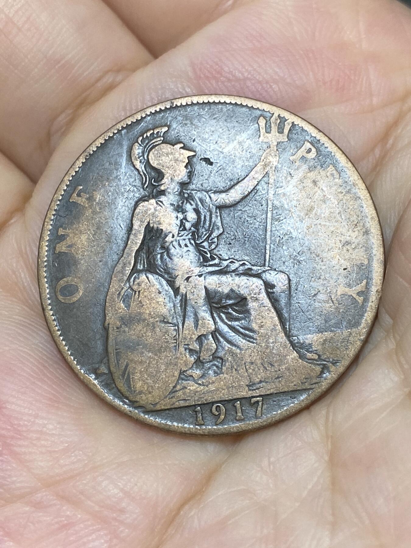 2025年第七十五场(总第一百零一场）外国好品散币(免佣金) 英国🇬🇧1917年1便士(乔治五世第一版)