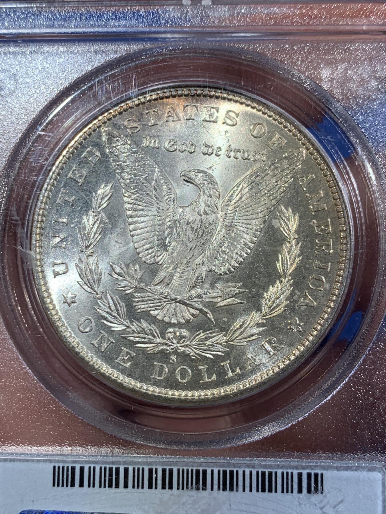 《竞宝斋》第407场 周日，周一，2场连拍 （全场包邮） PCGS MS65 美国1880-S摩根银元 老盒 漂亮