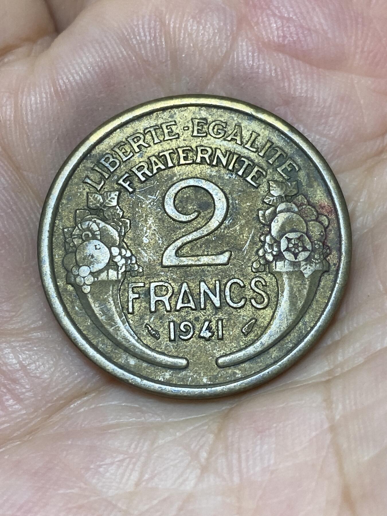 2025年第七十六场(总第一百零二场）外国好品散币(免佣金) 法国🇫🇷1941年2法郎(铝青铜材质版)