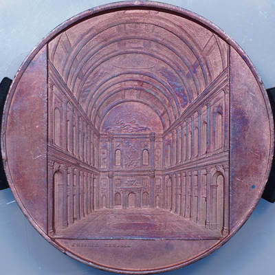 1850年荷兰阿姆斯特丹市政厅纪念大铜章  By Jacques Wiener. 维纳大师制作 罕见的荷兰建筑内景铜章 - 1850年荷兰阿姆斯特丹市政厅纪念大铜章  By Jacques Wiener. 维纳大师制作 罕见的荷兰建筑内景铜章