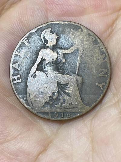 2025年第七十五场(总第一百零一场）外国好品散币(免佣金) - 英国🇬🇧1916年半便士(乔治五世第一版)