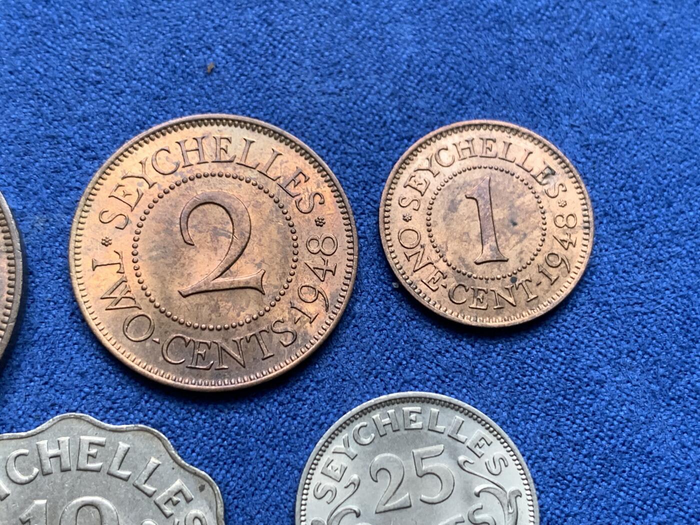 《竞宝斋》第407场 周日，周一，2场连拍 （全场包邮） 5枚一组 英属塞舌尔1948-1951年乔治六世