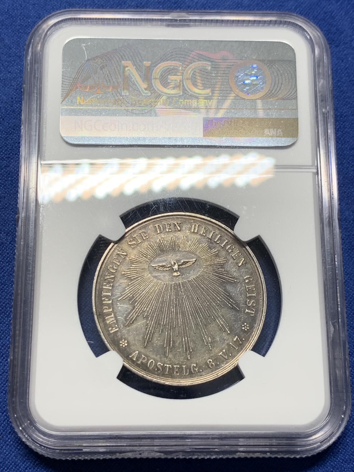 《竞宝斋》第407场 周日，周一，2场连拍 （全场包邮） NGC UNC 德国19世纪宗教信仰银章