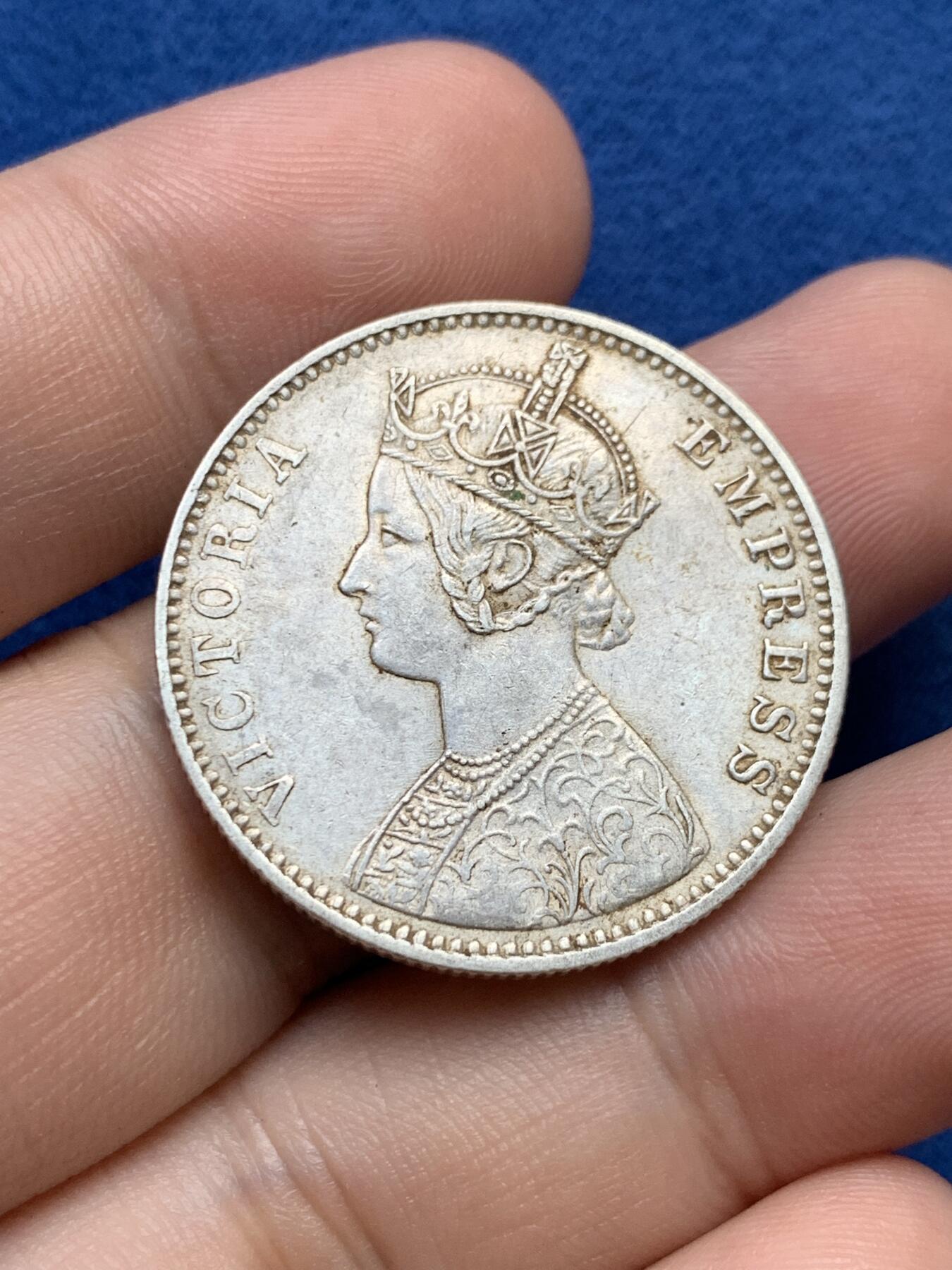 《竞宝斋》第407场 周日，周一，2场连拍 （全场包邮） 英属印度1901年 维多利亚女王1卢比银币