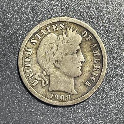 回流0801 - 美国1908年巴伯10分（1角）银币