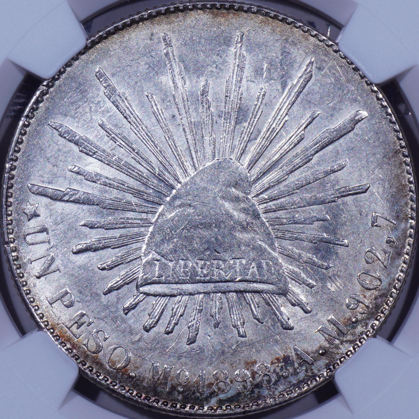 NGC MS61 1898年墨西哥MOAM版1比索直边鹰洋