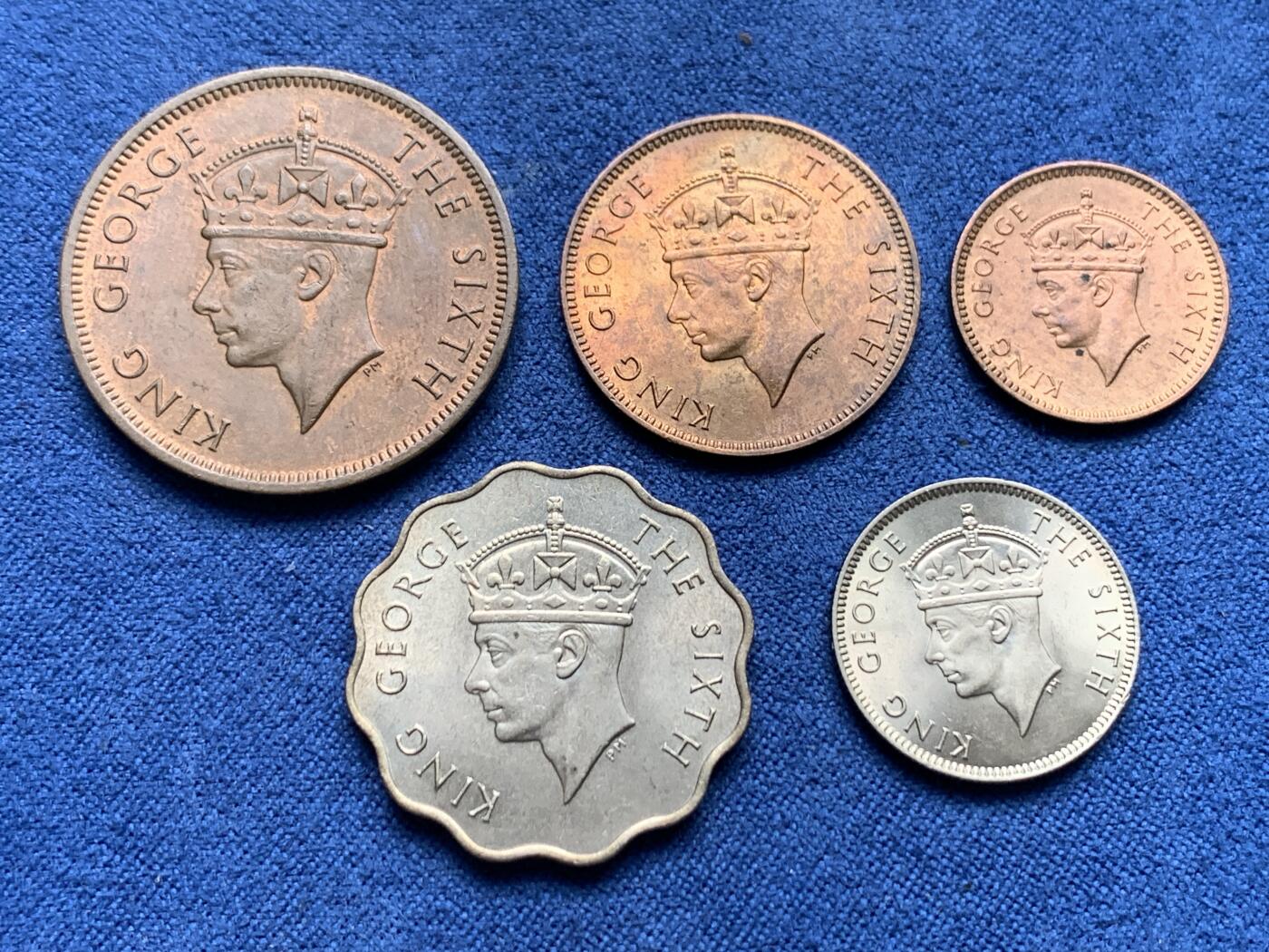 《竞宝斋》第407场 周日，周一，2场连拍 （全场包邮） 5枚一组 英属塞舌尔1948-1951年乔治六世