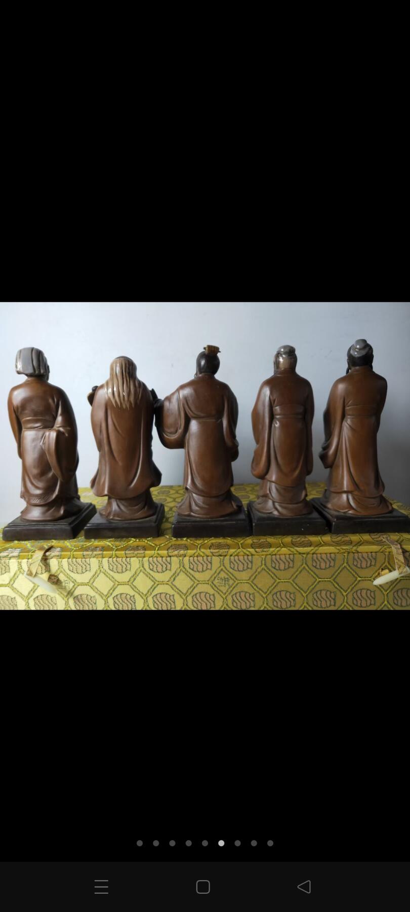 紫砂挂釉五圣人一套，纯手工制作，雕工精湛，形态逼真，立体感强！