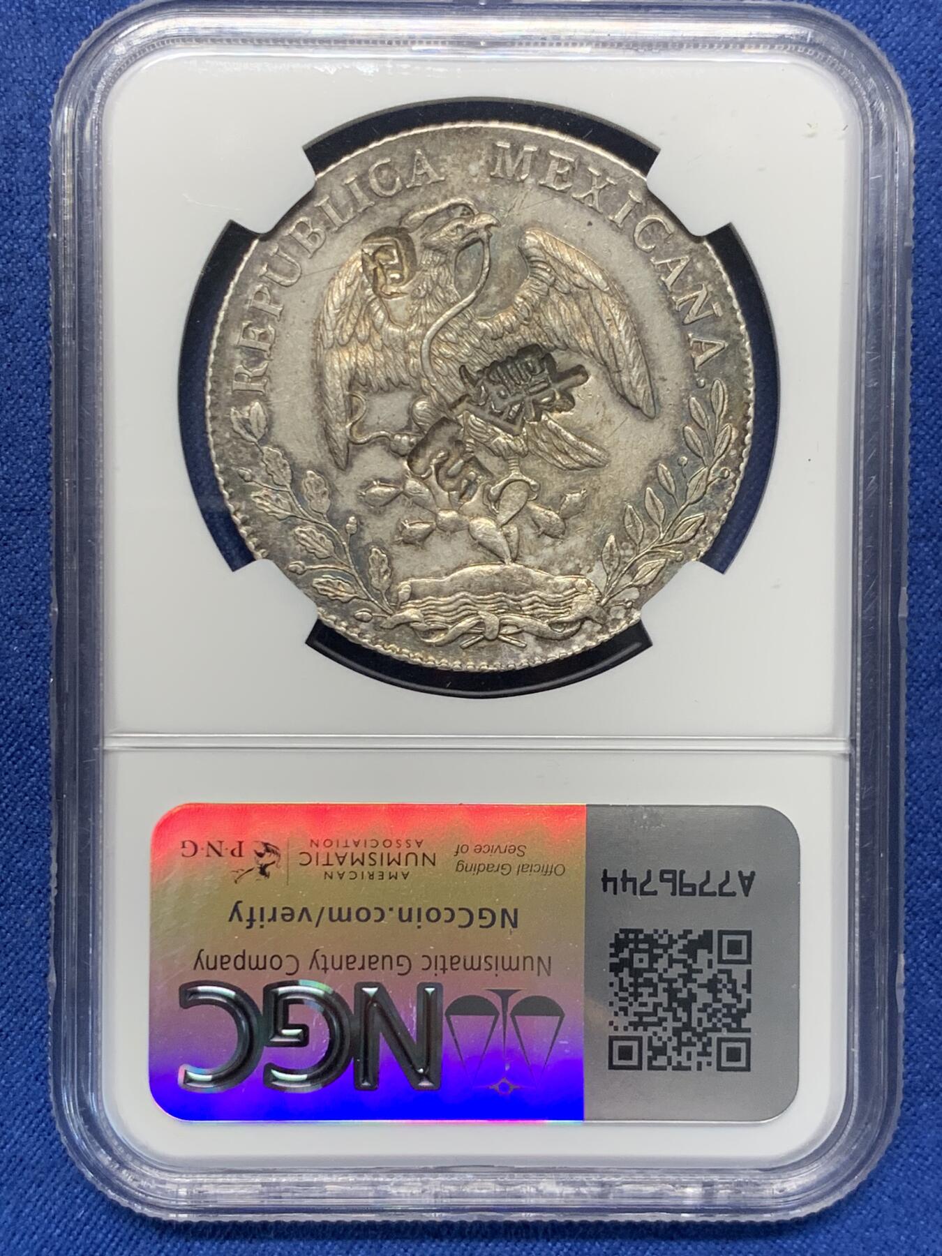 《竞宝斋》第407场 周日，周一，2场连拍 （全场包邮） NGC CHOPMARKED 墨西哥 1896年MO AB 鹰洋大银币 AU的底板广度和细节，戳记非常漂亮