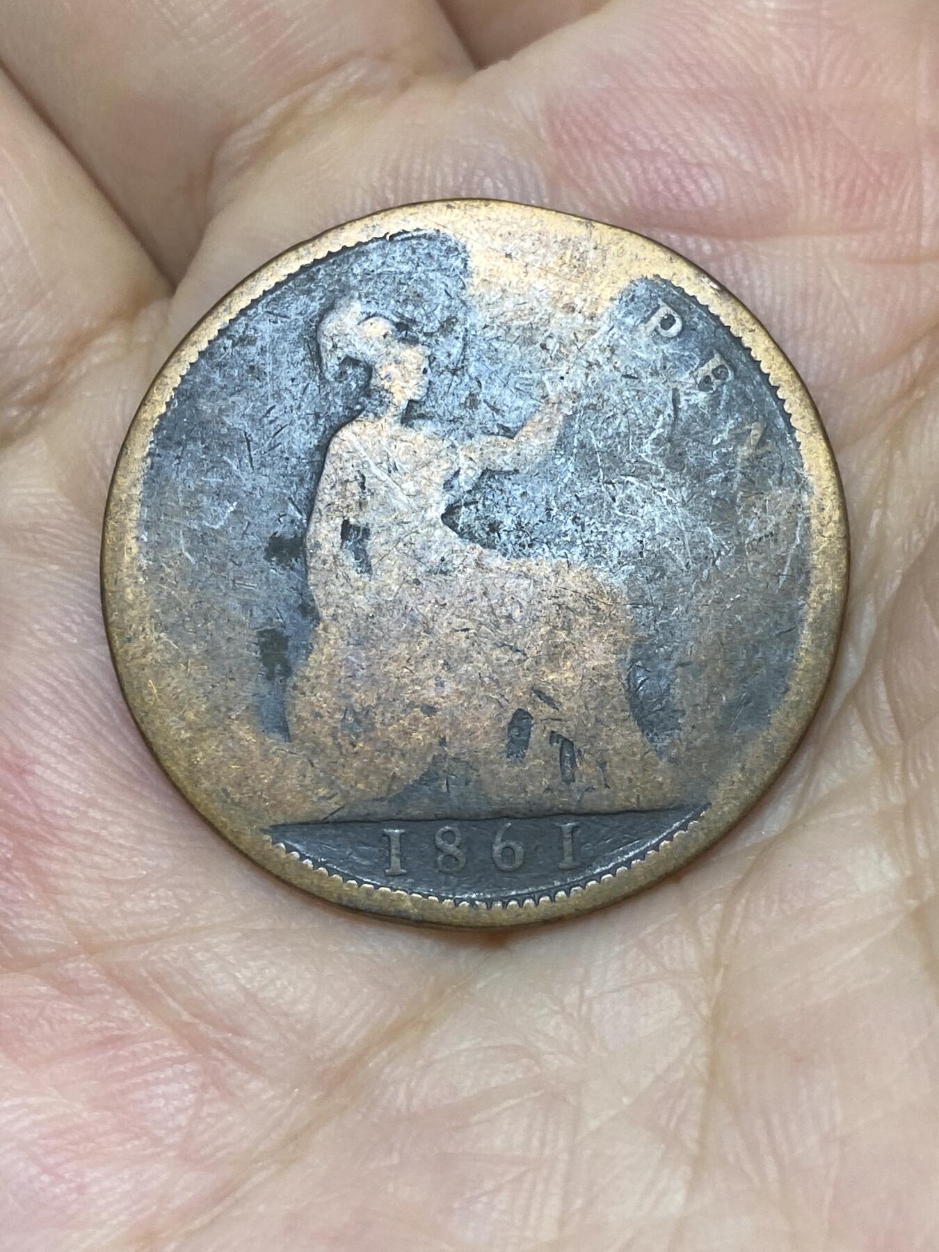 2025年第七十五场(总第一百零一场）外国好品散币(免佣金) 英国🇬🇧1861年1便士(维多利亚女王中年第二版)