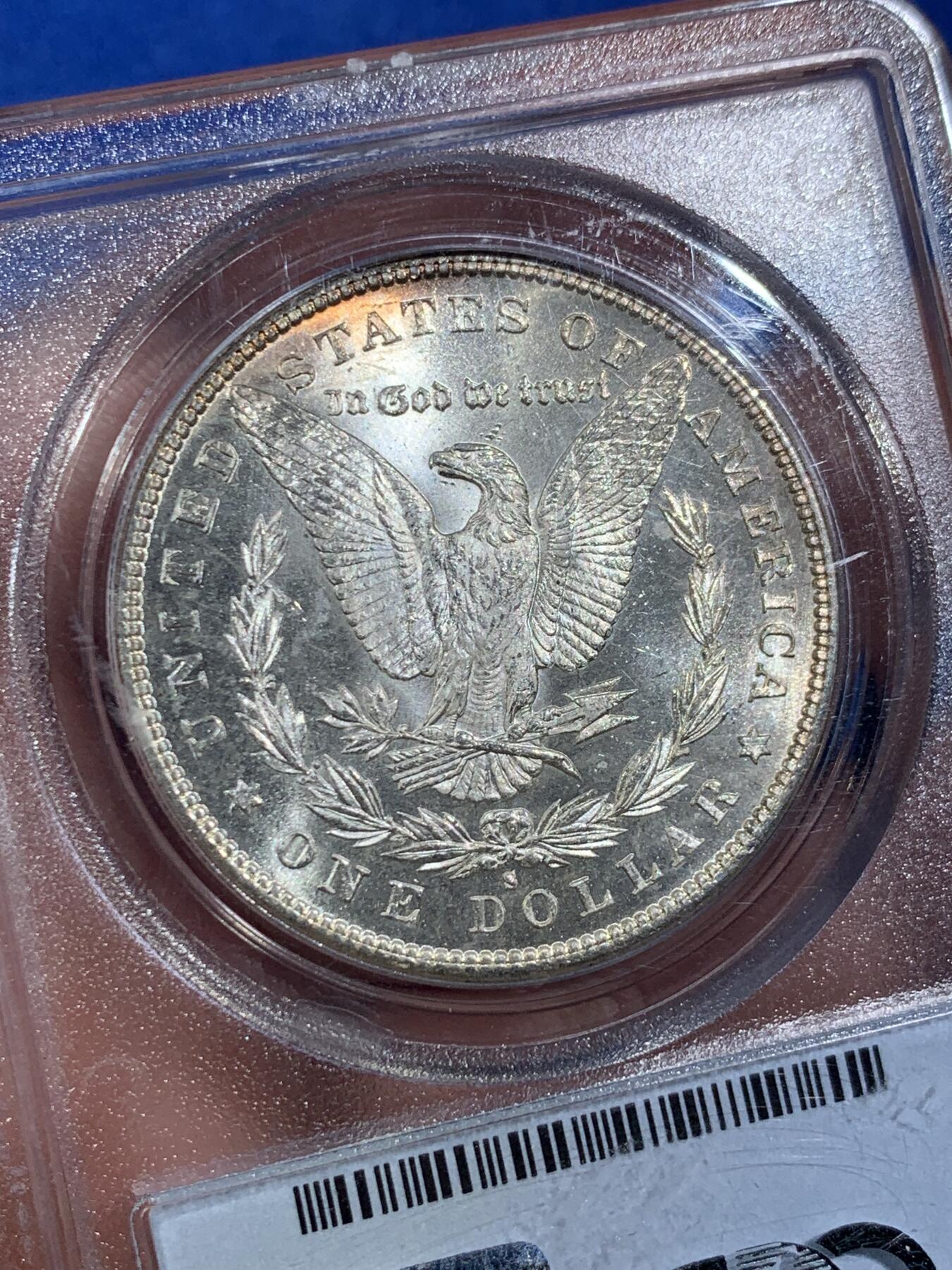 《竞宝斋》第407场 周日，周一，2场连拍 （全场包邮） PCGS MS65 美国1880-S摩根银元 老盒 漂亮