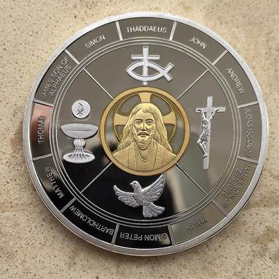道一币馆币章第一百四十一场 - 耶稣和十二门徒镀金镀银精制纪念章
