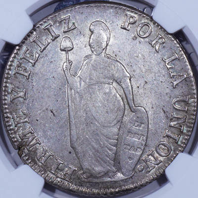 NGC MS62冠军1836年秘鲁站人8瑞尔银币 - NGC MS62冠军1836年秘鲁站人8瑞尔银币