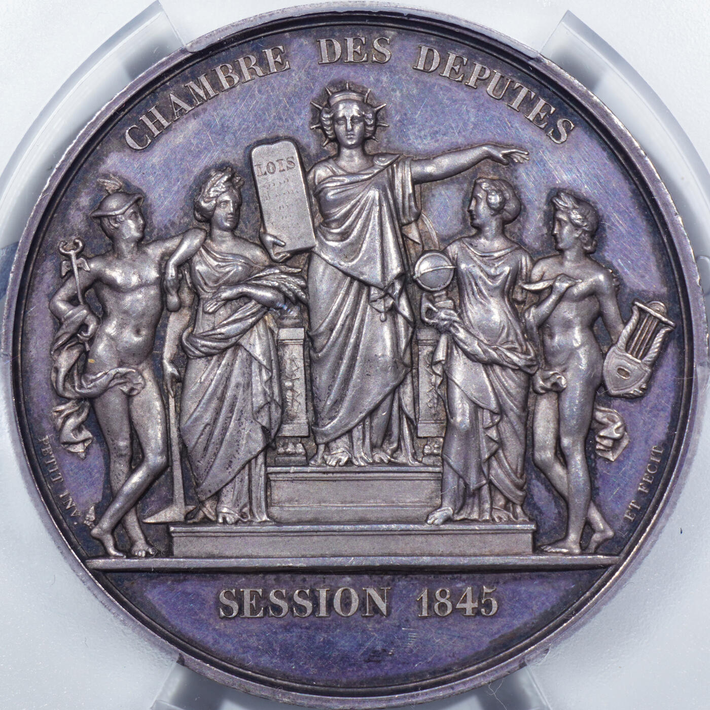 PCGS SP63唯一记录1845年法国众议院议员银制大奖章