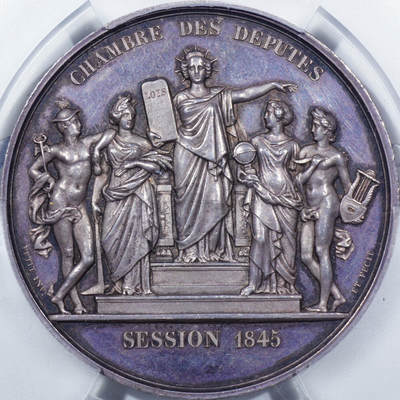 PCGS SP63唯一记录1845年法国众议院议员银制大奖章 - PCGS SP63唯一记录1845年法国众议院议员银制大奖章