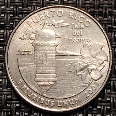 布加迪🐬～世界钱币(上海)🌾第 231 期 /  各国套币和散币 - 美国🇺🇸 2009年 美国特区州币 25美分  波多黎各