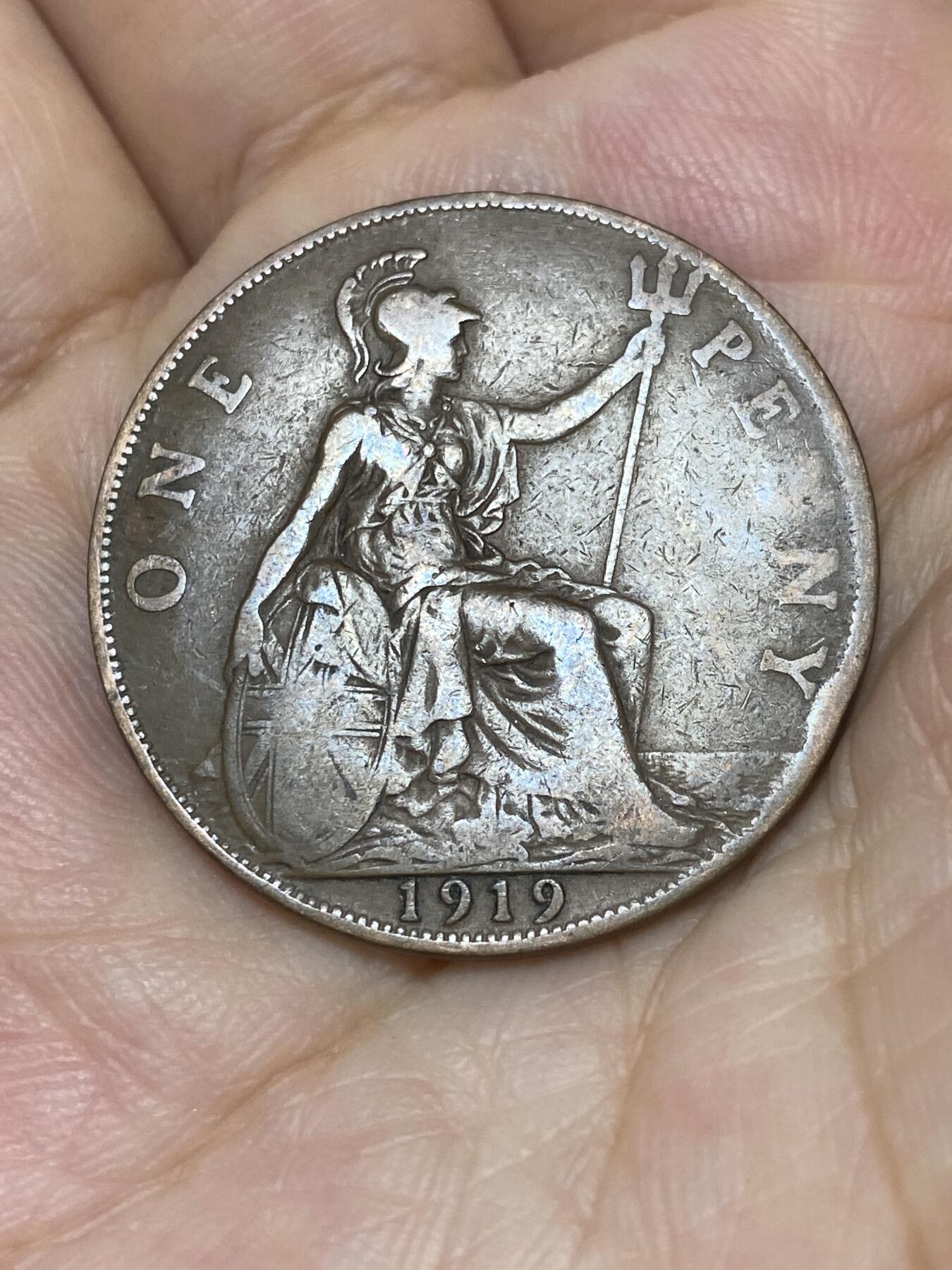 2025年第七十五场(总第一百零一场）外国好品散币(免佣金) 英国🇬🇧1919年1便士(乔治五世第一版)
