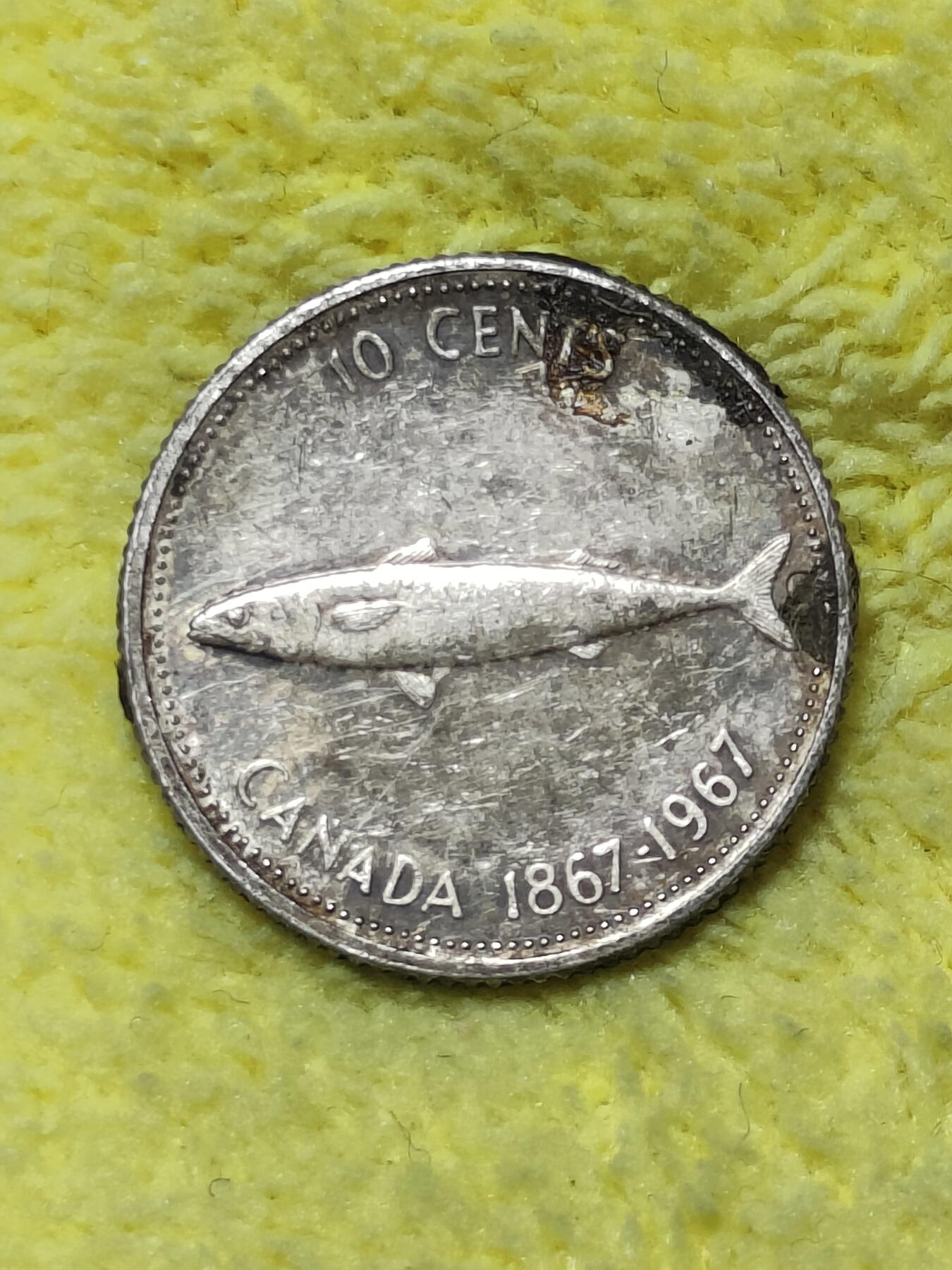 2025年第七十五场(总第一百零一场）外国好品散币(免佣金) 加拿大🇨🇦1967单年份10分银币(联邦成立百年纪念币)