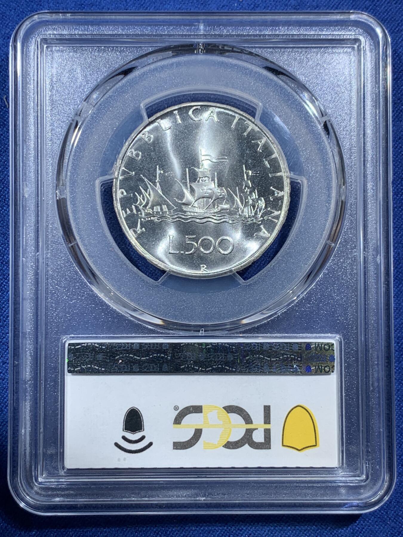 《竞宝斋》第407场 周日，周一，2场连拍 （全场包邮） PCGS MS67 意大利 1970-R 美女帆船 500里拉 极致高分 收藏级品相