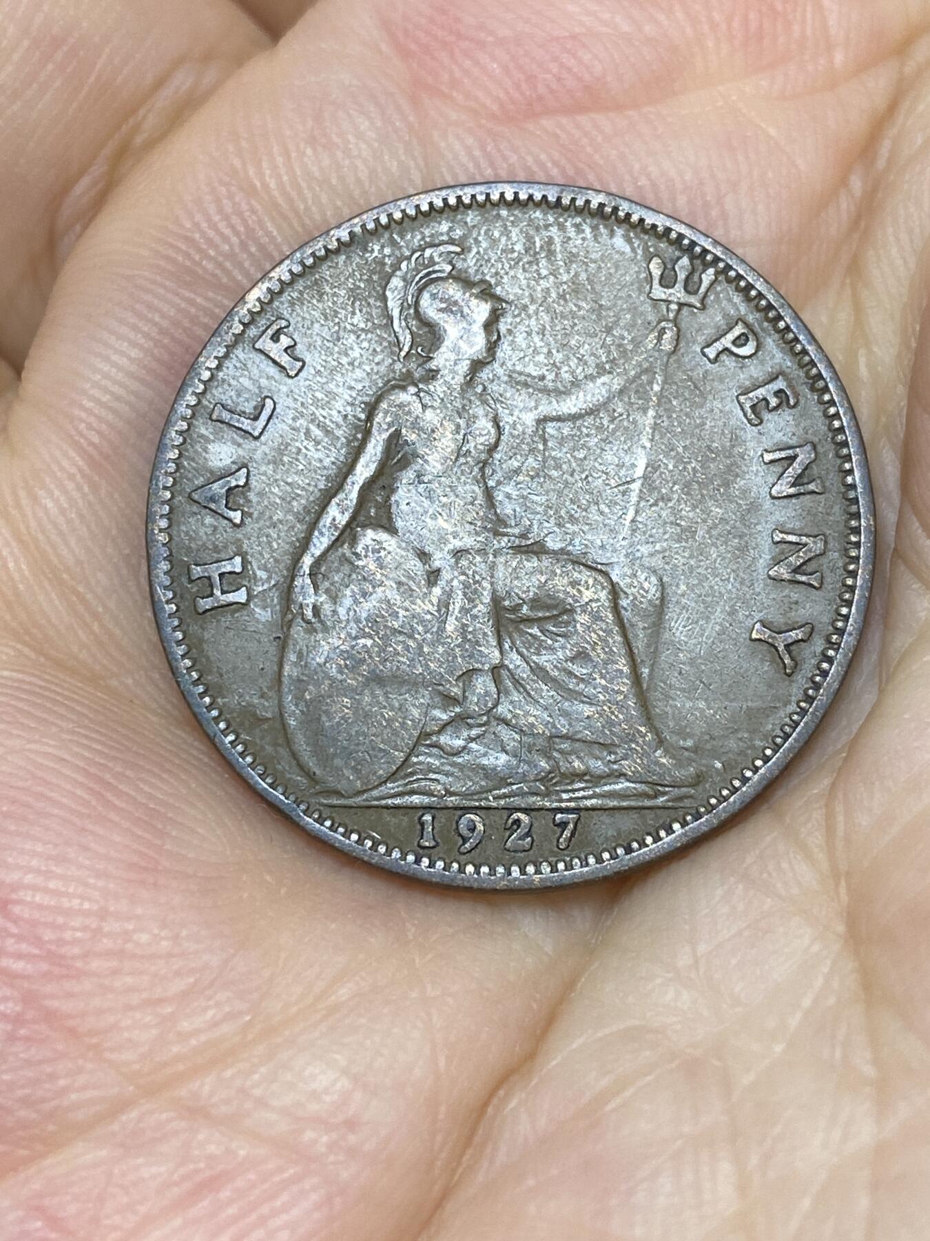 2025年第七十五场(总第一百零一场）外国好品散币(免佣金) 英国🇬🇧1927年半便士(乔治五世第二版，关门年仅发行3年)