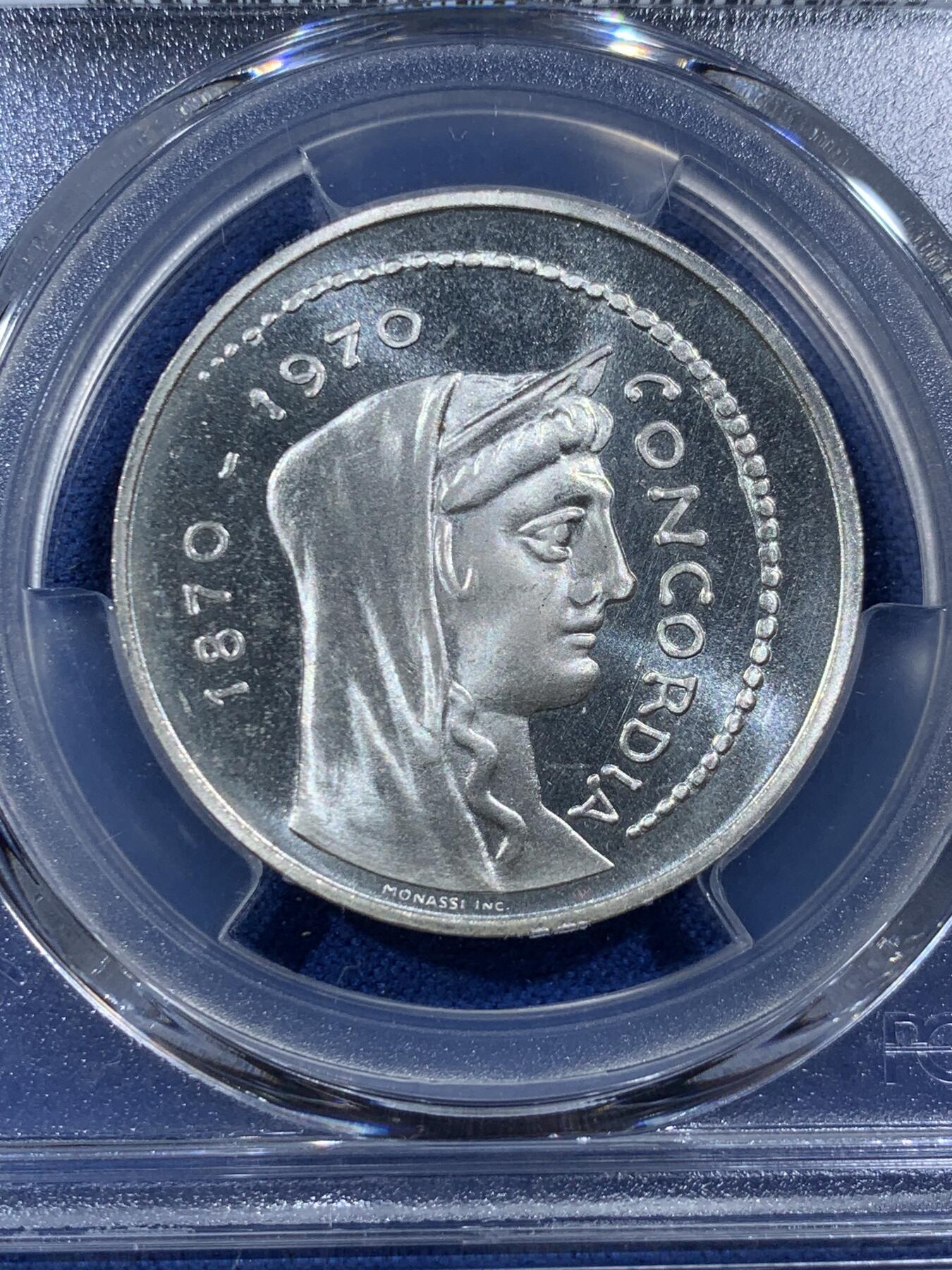 《竞宝斋》第407场 周日，周一，2场连拍 （全场包邮） PCGS MS66 意大利1970年罗马建都百年1000里拉纪念银币