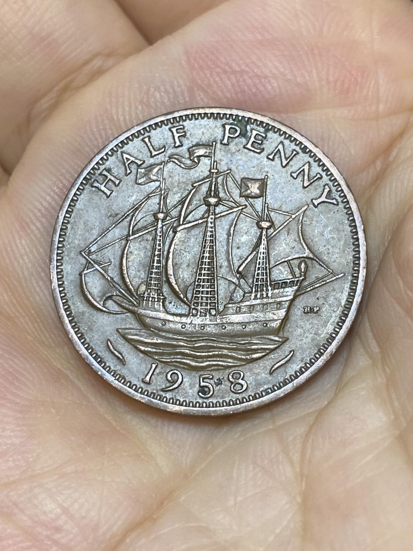 2025年第七十五场(总第一百零一场）外国好品散币(免佣金) 英国🇬🇧1958年半便士(伊丽莎白二世青年桂冠第二版)