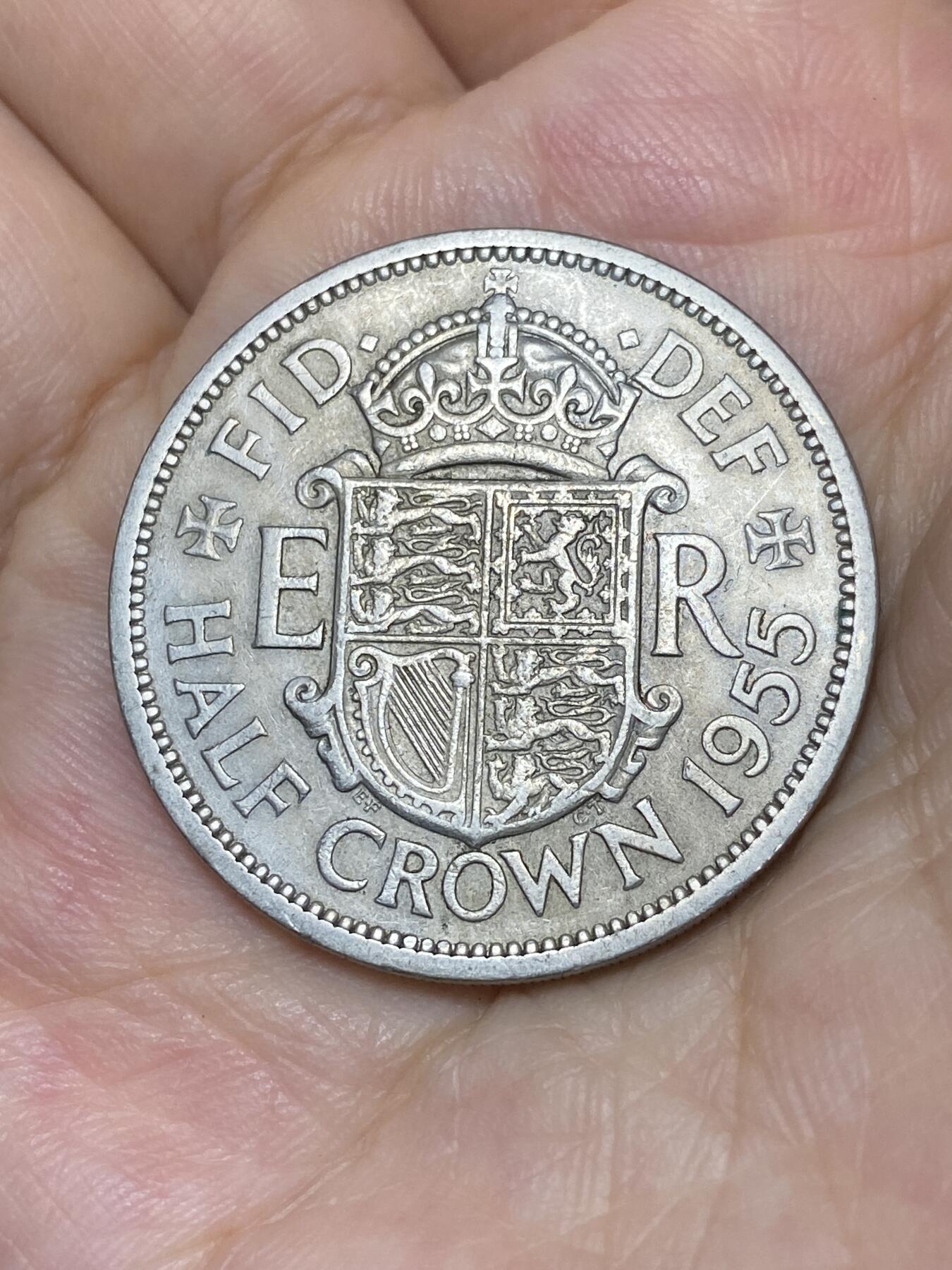 2025年第七十五场(总第一百零一场）外国好品散币(免佣金) 英国🇬🇧1955年半克朗(伊丽莎白二世青年桂冠，第二版)