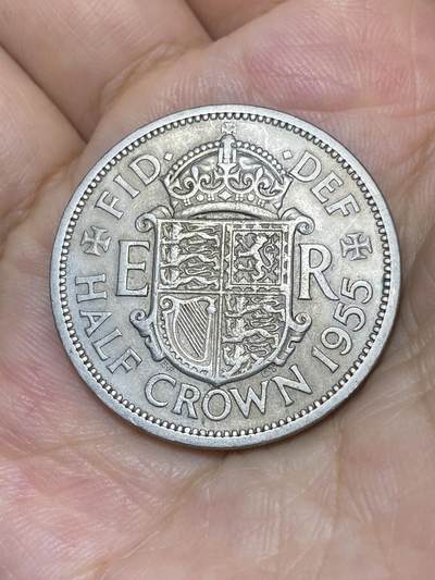 2025年第七十五场(总第一百零一场）外国好品散币(免佣金) - 英国🇬🇧1955年半克朗(伊丽莎白二世青年桂冠，第二版)