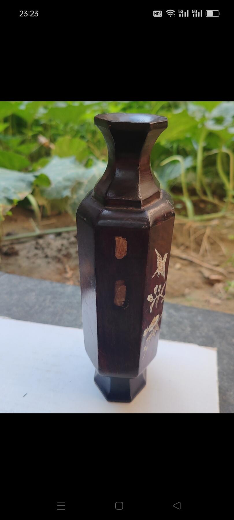老红木哈喇皮镶嵌摆件，品相如图