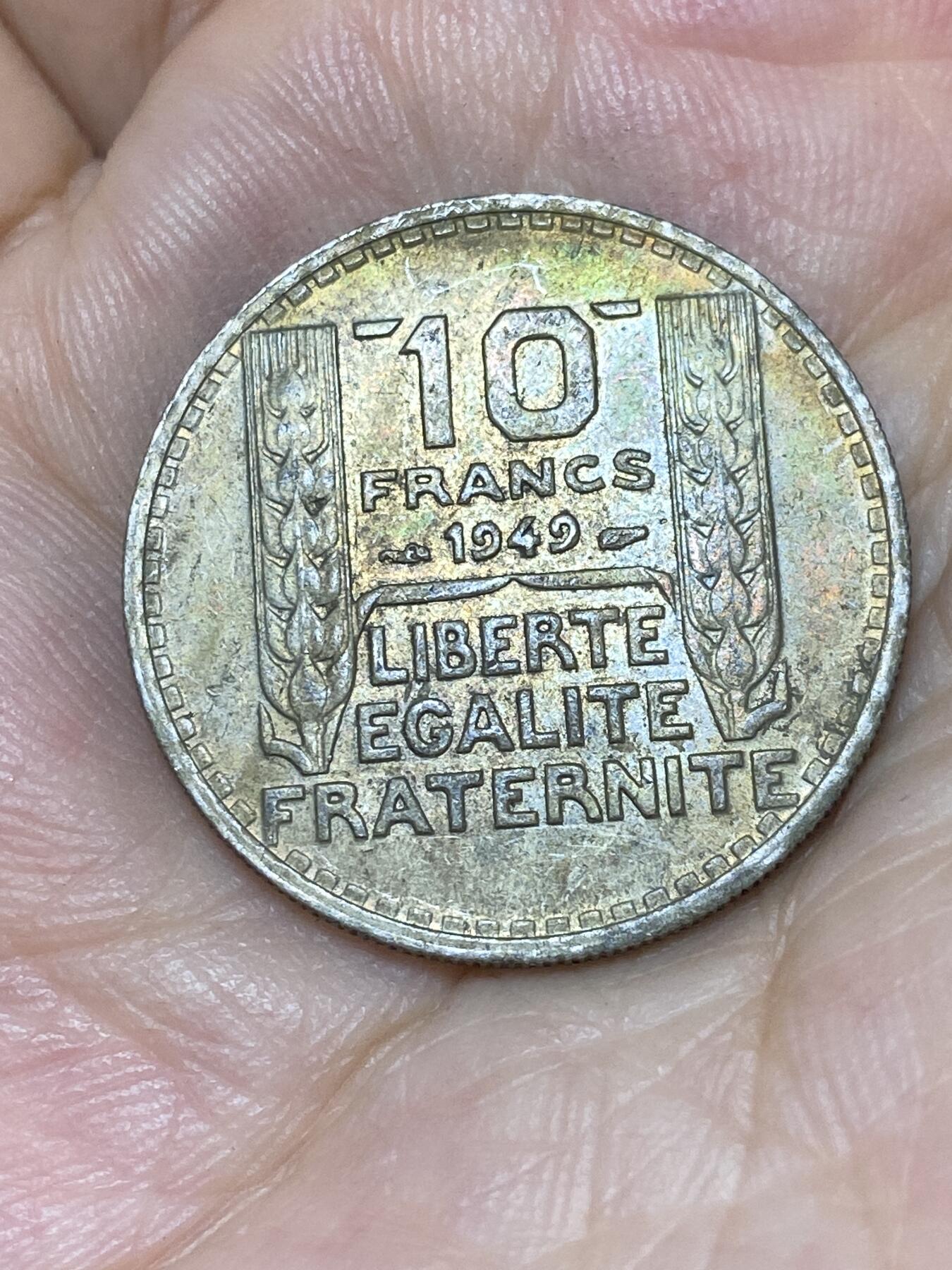 2025年第七十六场(总第一百零二场）外国好品散币(免佣金) 法国🇫🇷1949年10法郎(小头版，关门年)