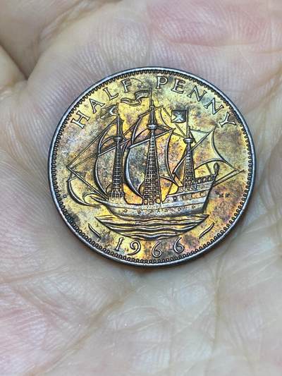 2025年第七十五场(总第一百零一场）外国好品散币(免佣金) - 英国🇬🇧1966年半便士(伊丽莎白二世青年桂冠第二版关门年)