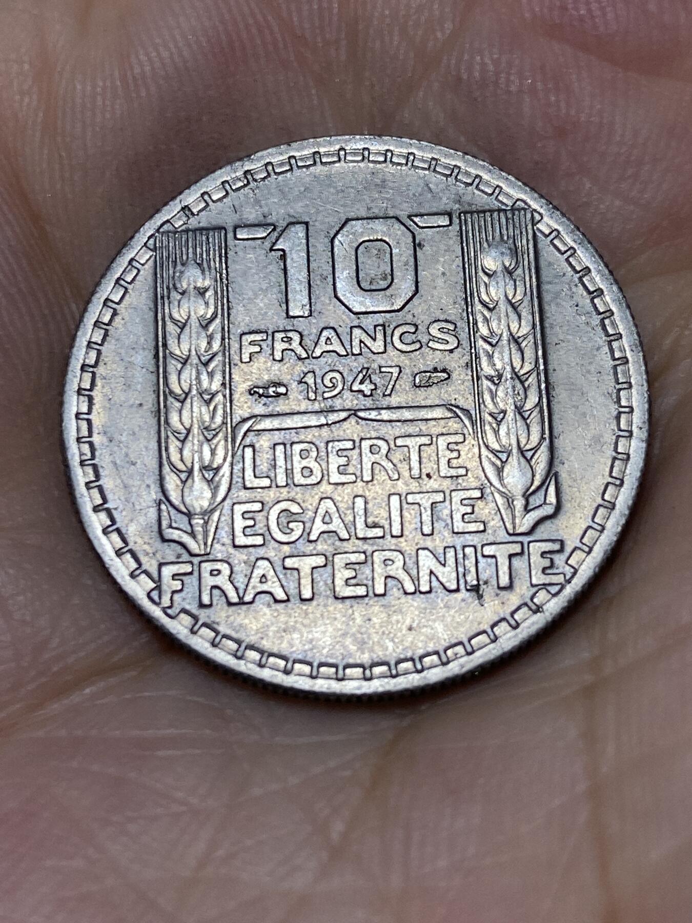 2025年第七十六场(总第一百零二场）外国好品散币(免佣金) 法国🇫🇷1947年10法郎(大头版，关门年)