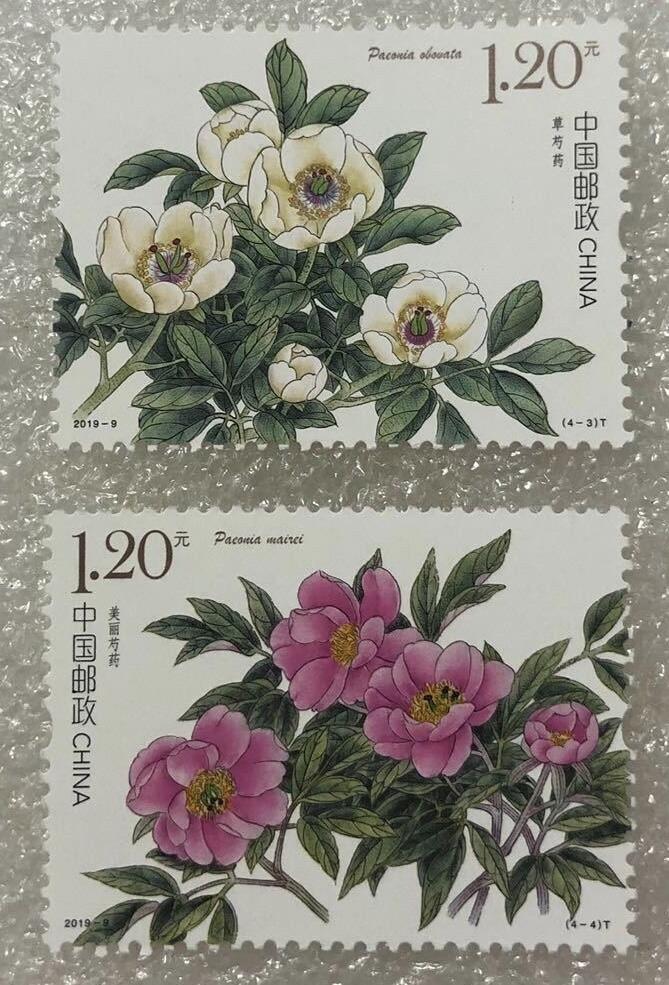 “芍药”邮票1套4枚。