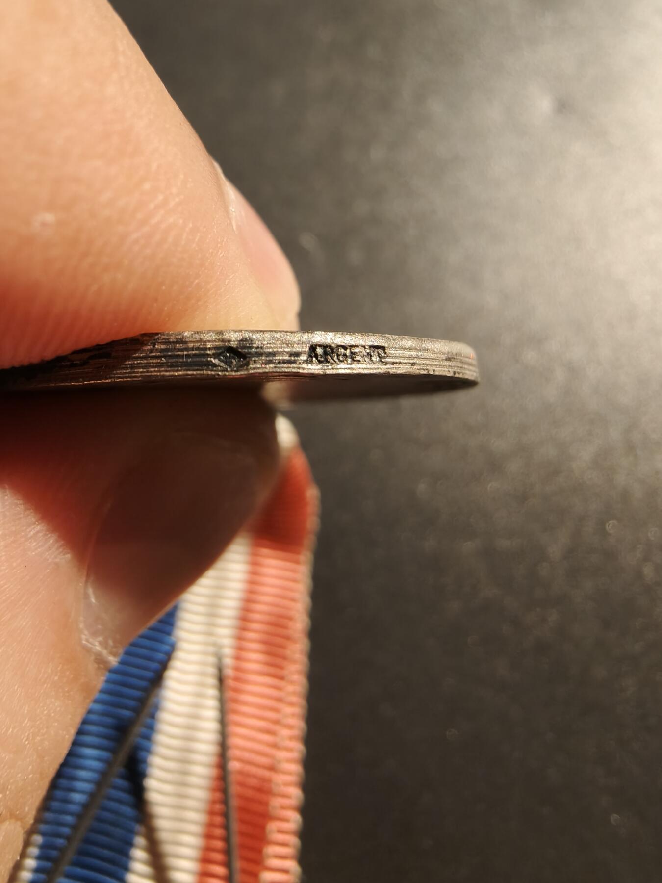 老王徽章第140期 法国银级内务部服务奖章    950银   早期版   14.5g    原盒