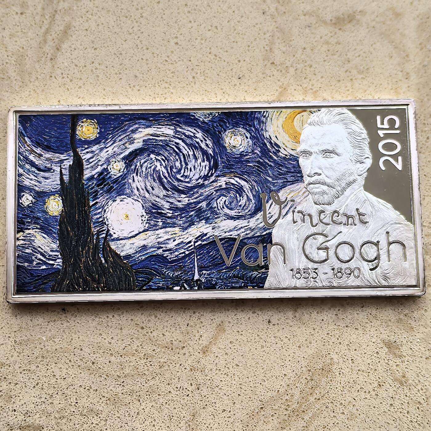 道一币馆币章第一百四十一场 加蓬2015年梵高画作系列-星空1000法郎彩绘纪念币 500