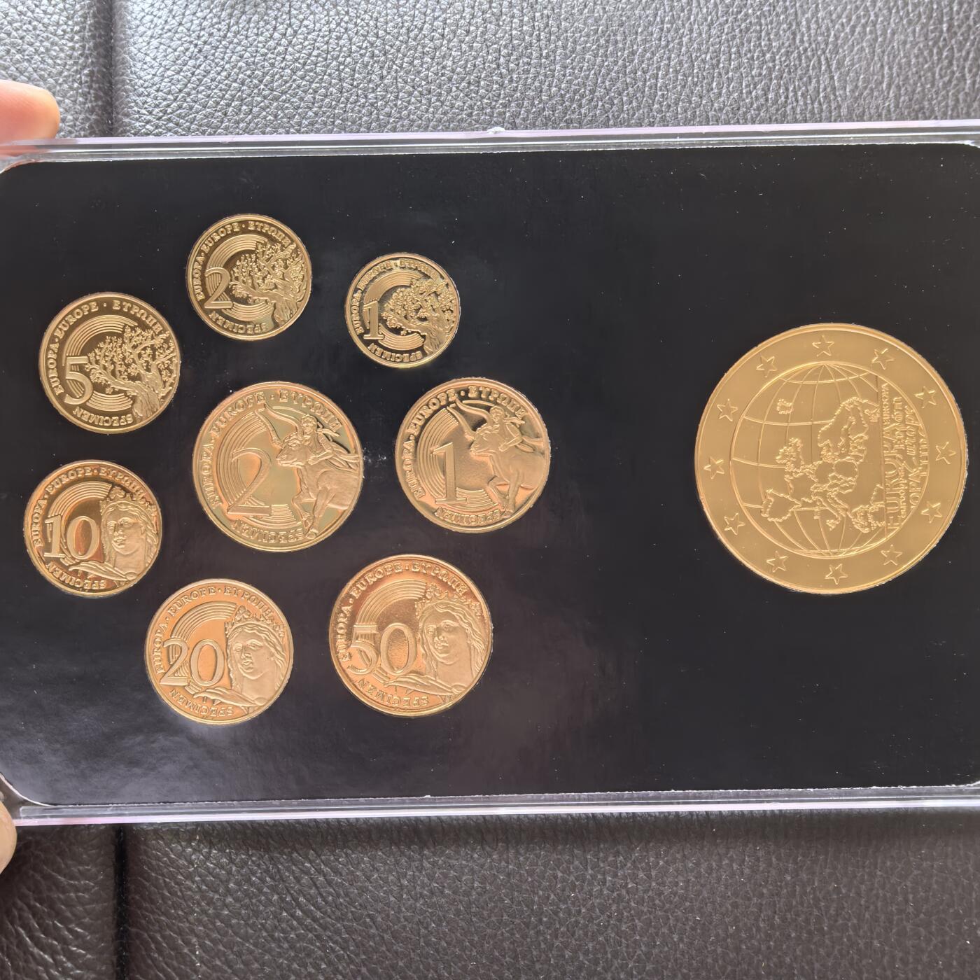 道一币馆币章第一百四十场 镀金带证书 卡册 卢森堡欧元样币八枚套+纪念章