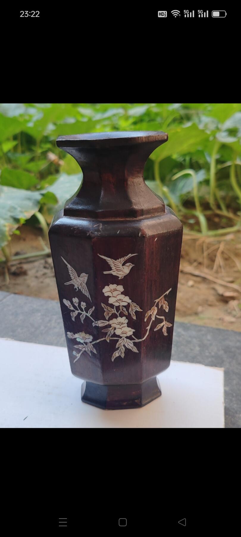 老红木哈喇皮镶嵌摆件，品相如图