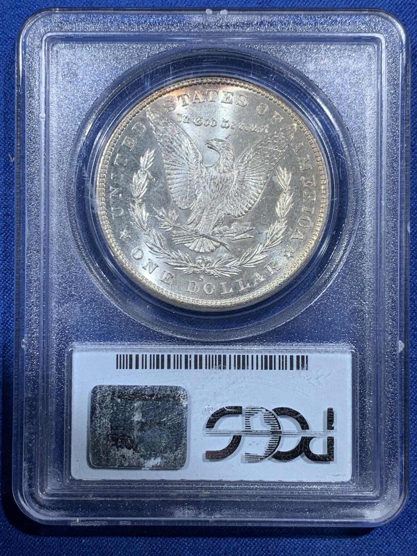 《竞宝斋》第407场 周日，周一，2场连拍 （全场包邮） PCGS MS65 美国1880-S摩根银元 老盒 漂亮