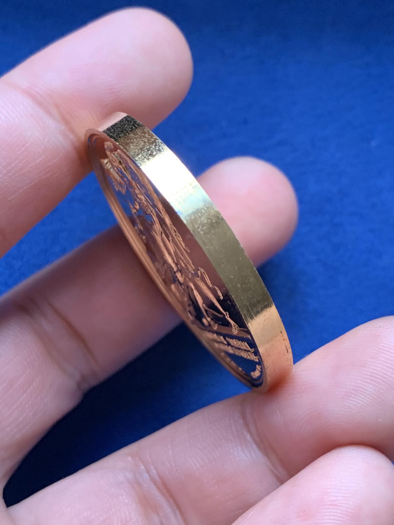 《竞宝斋》第408场 周日，周一，2场连拍 （全场包邮） 法国拿破仑系列镀金大铜章   直径41mm  重量46.8g  主题：瓦格拉姆战役大捷