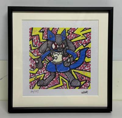 零元拍：歪歪亲笔签名 OWSON 系列作品装饰画《宝可梦-路卡利欧》，已做装裱 合金相框尺寸25/25CM。因展品出展，镜框或亚克力可能有轻微划痕，介意勿拍 - 零元拍：歪歪亲笔签名 OWSON 系列作品装饰画《宝可梦-路卡利欧》，已做装裱 合金相框尺寸25/25CM。因展品出展，镜框或亚克力可能有轻微划痕，介意勿拍