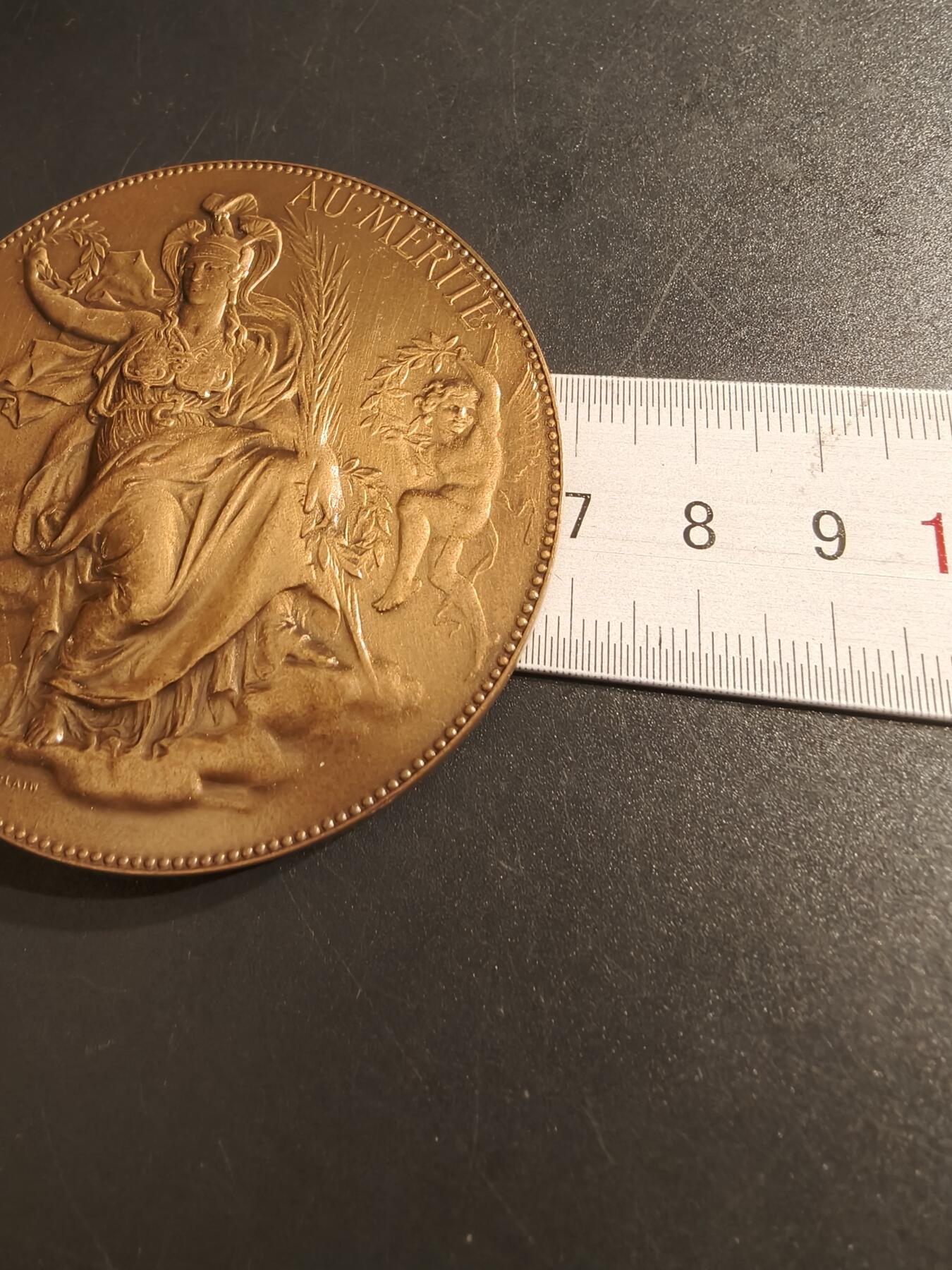 老王徽章第140期 法国大铜章    大师夏普兰作品    直径69mm   重量177.2g