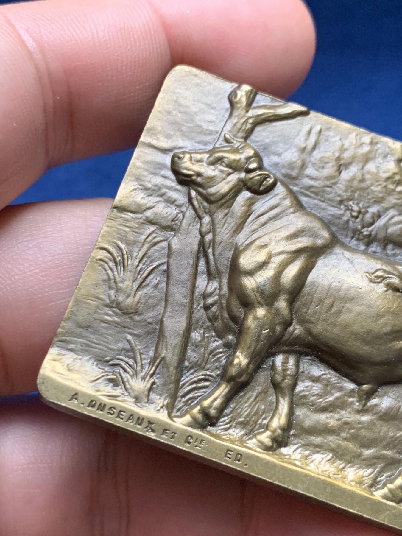 《竞宝斋》第408场 周日，周一，2场连拍 （全场包邮） 波尔多法殖油厂纪念铜章 68.3克 44.5*60mm