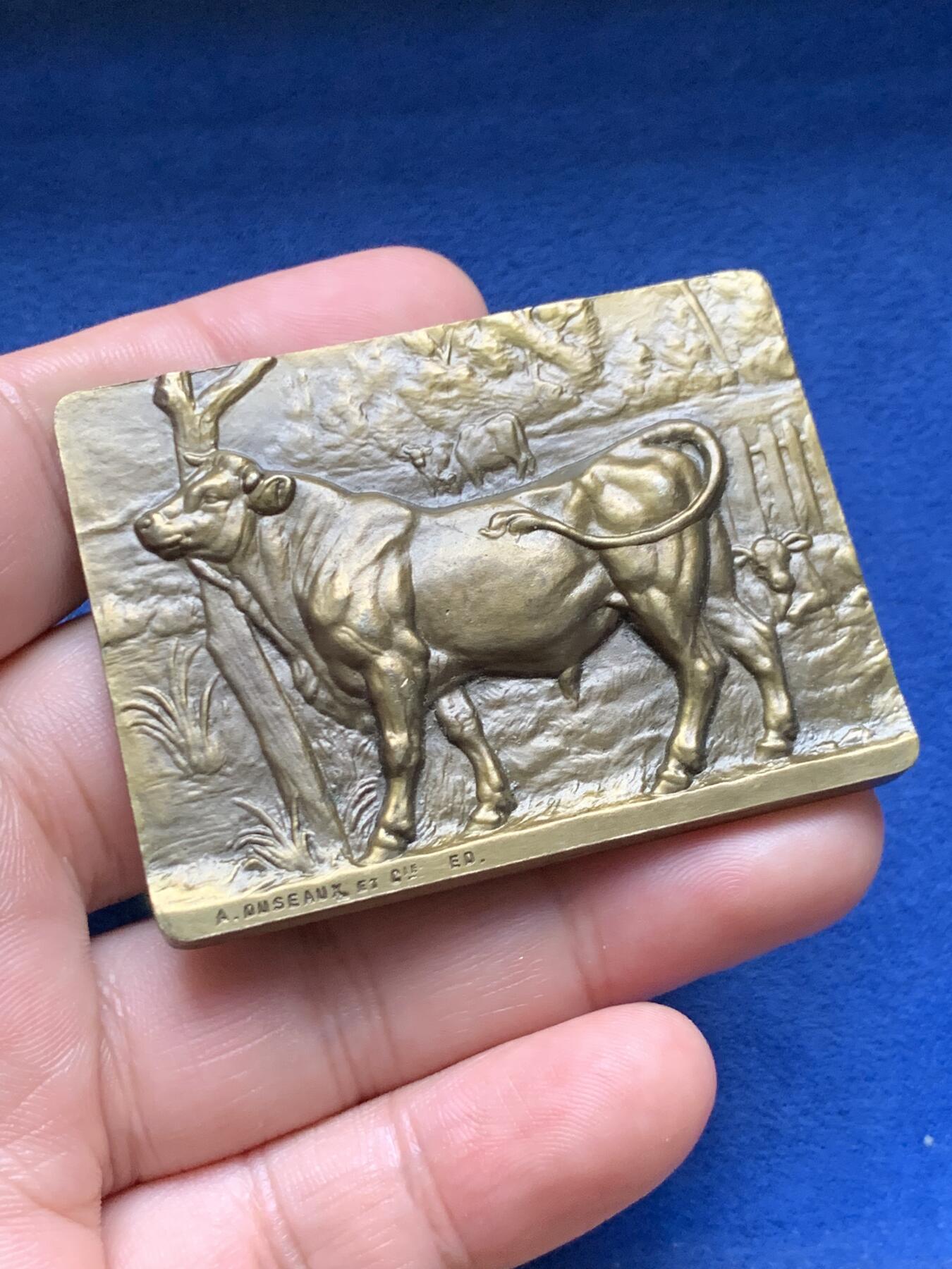 《竞宝斋》第408场 周日，周一，2场连拍 （全场包邮） 波尔多法殖油厂纪念铜章 68.3克 44.5*60mm