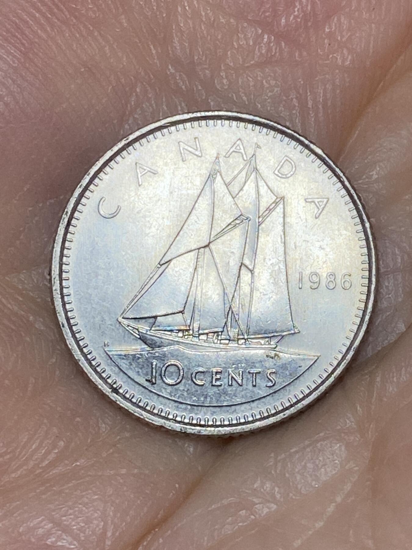 2025年第七十六场(总第一百零二场）外国好品散币(免佣金) 加拿大🇨🇦1986年10分(伊丽莎白二世中年花冠，第六版浅浮雕版)