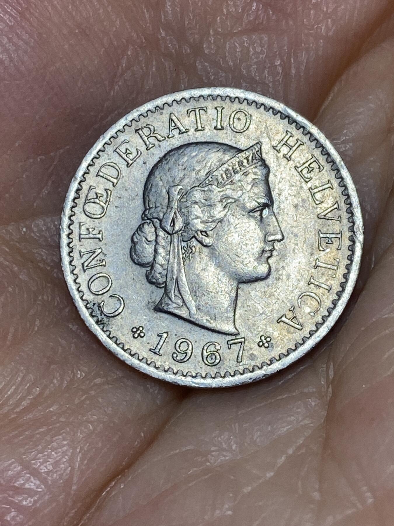 2025年第七十六场(总第一百零二场）外国好品散币(免佣金) 瑞士🇨🇭1967年5生丁(B标)