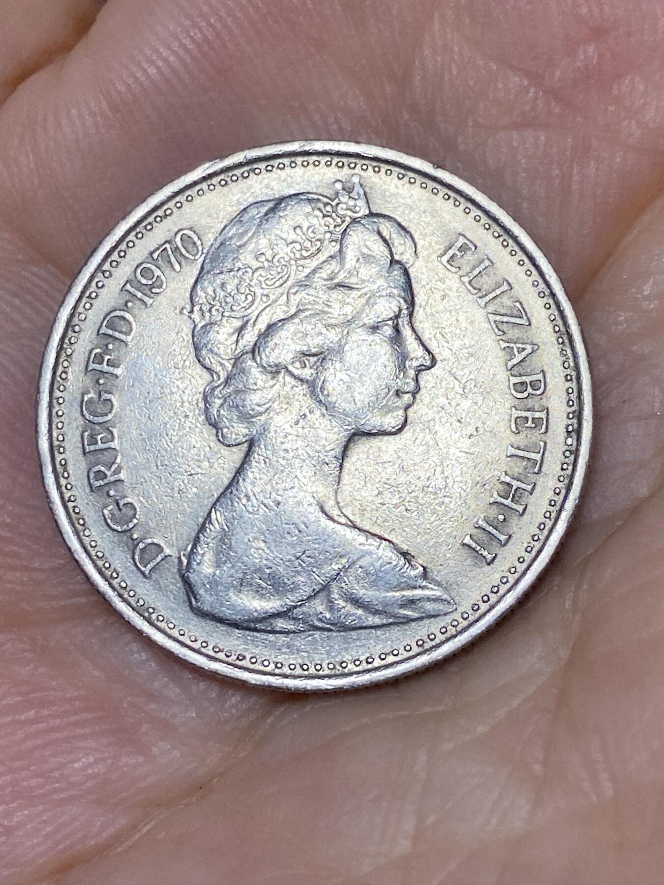 2025年第七十六场(总第一百零二场）外国好品散币(免佣金) 英国🇬🇧1970年5新便士(伊丽莎白二世中年花冠，十进制第一版)