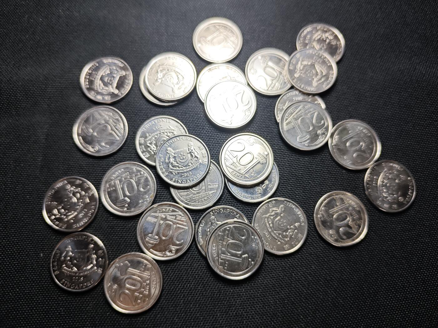 KK钱币收藏小铺 《批量/好品散币 套币 银币》专场 2月预留时间 周末发货  新加坡20分 28枚
