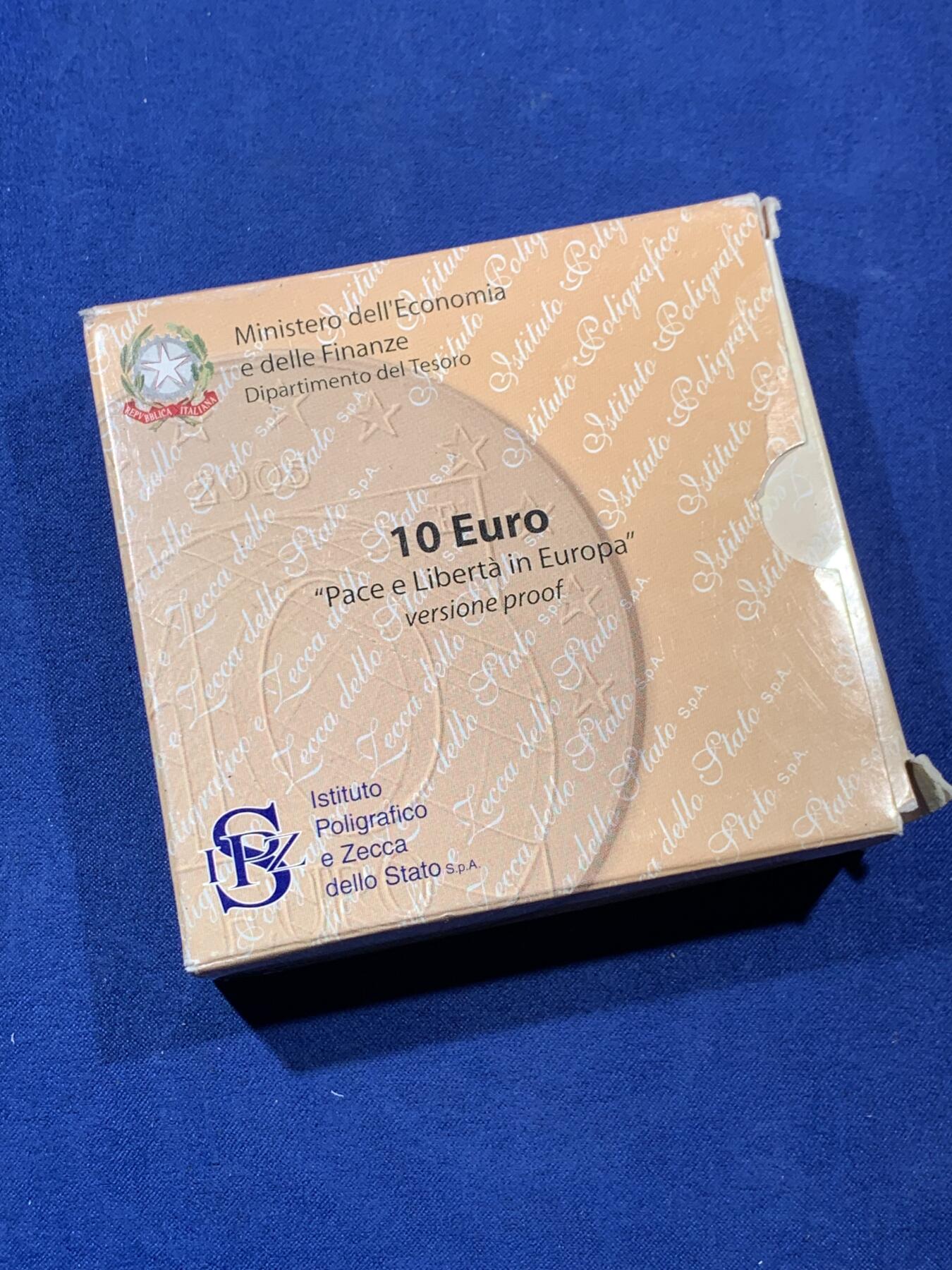 《竞宝斋》第408场 周日，周一，2场连拍 （全场包邮） 意大利2005年10欧精制银币 盒证齐全